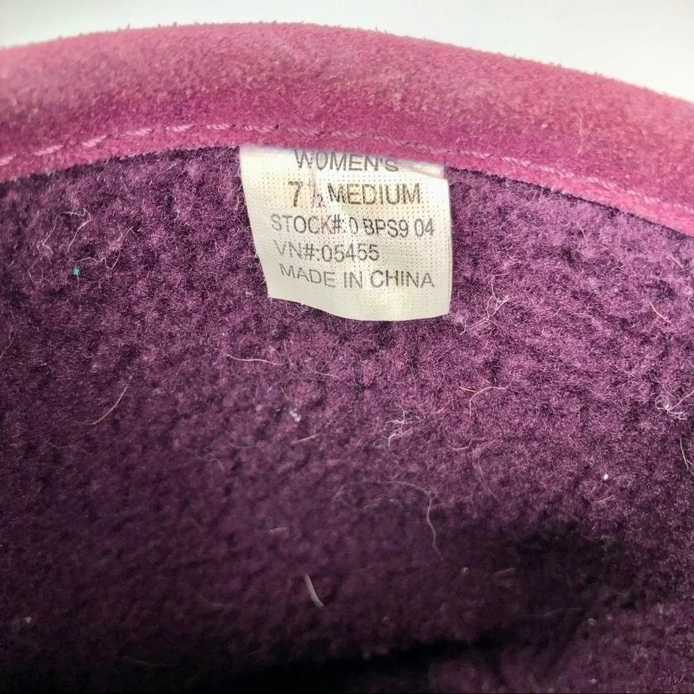 LL Bean zippered winter boots berry purple suede and fleece 7.5
